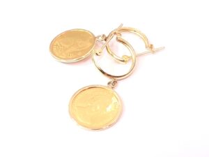 ブランド品＆金・プラチナ買取マート豊明店で買取した18金製のコイン付きのデザインイヤリング